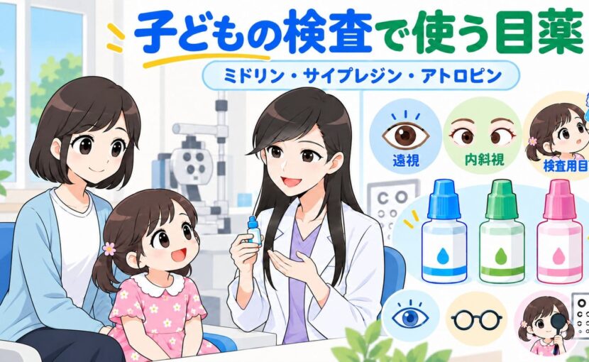 点眼薬について、親子に説明している様子