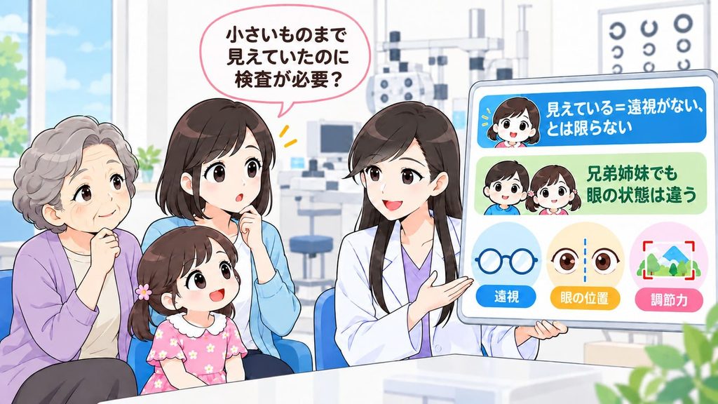 診察室で医師が患者家族に説明をしている様子の図