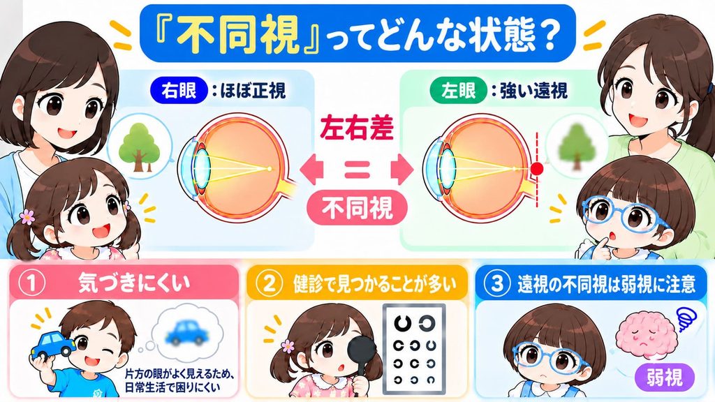 不同視の状態について説明する図